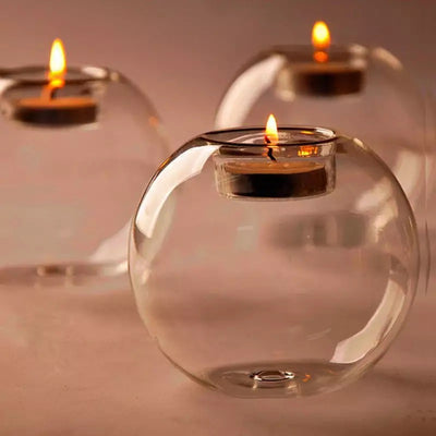 Glass tealight candle holder
