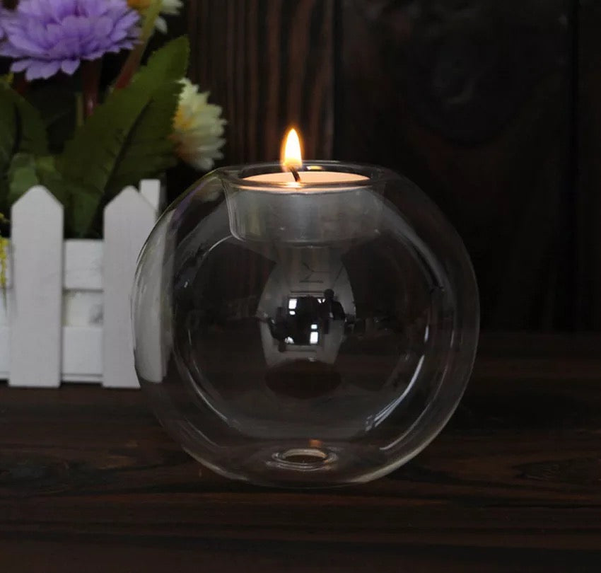 Glass tealight candle holder