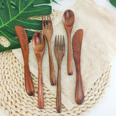 Wooden Reusable Picnic Cutlery Set