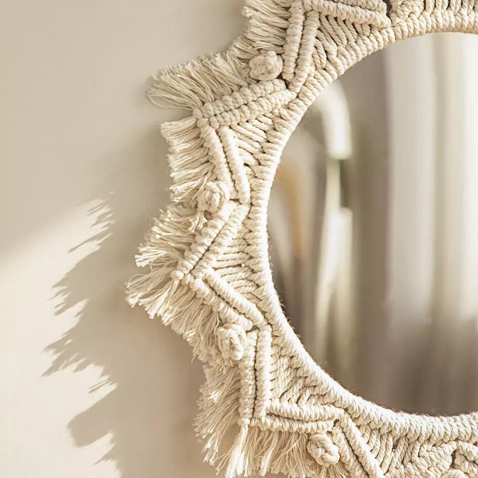 Handmade Macrame Tapestry Decorative Mirror