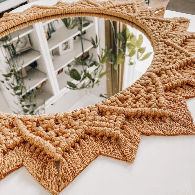 Handmade Macrame Tapestry Decorative Mirror