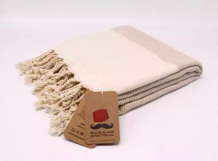 Organic Cotton Herringbone Turkish beach towel